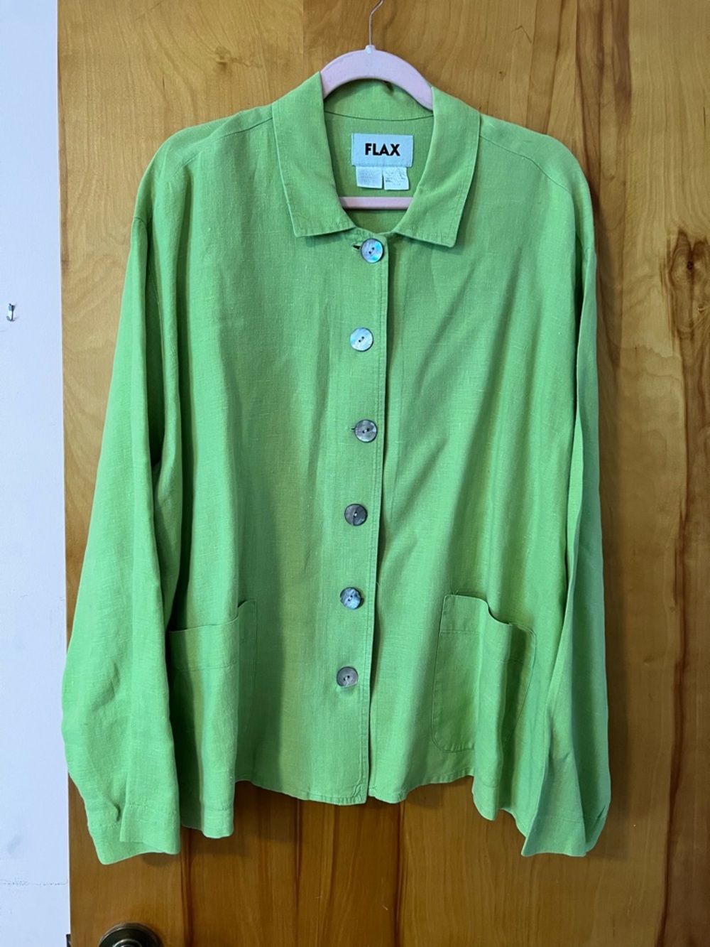 Flax Lime Green Linen Shirt Jacket